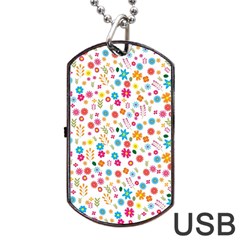 Floral Pattern Dog Tag Usb Flash (one Side)