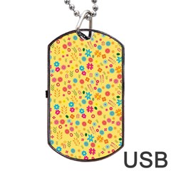 Floral Pattern Dog Tag Usb Flash (one Side)