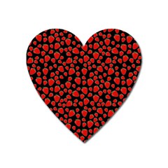 Strawberry  Pattern Heart Magnet by Valentinaart