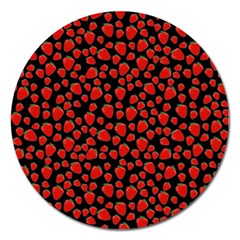 Strawberry  Pattern Magnet 5  (round) by Valentinaart