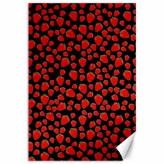 Strawberry  Pattern Canvas 12  X 18   by Valentinaart