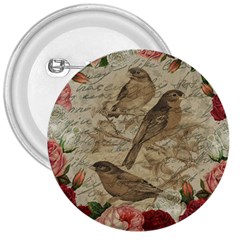 Vintage Birds 3  Buttons by Valentinaart