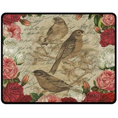 Vintage Birds Fleece Blanket (medium) 