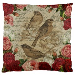 Vintage Birds Large Cushion Case (two Sides) by Valentinaart