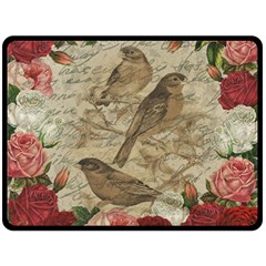 Vintage Birds Double Sided Fleece Blanket (large) 