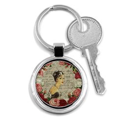 Vintage Girl Key Chains (round)  by Valentinaart