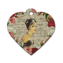 Vintage Girl Dog Tag Heart (one Side) by Valentinaart