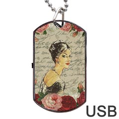 Vintage Girl Dog Tag Usb Flash (one Side)