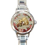 Vintage kitten  Round Italian Charm Watch Front