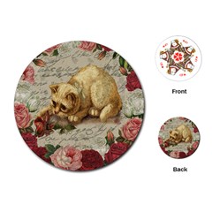 Vintage Kitten  Playing Cards (round)  by Valentinaart