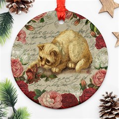 Vintage Kitten  Round Ornament (two Sides) by Valentinaart