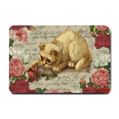 Vintage Kitten  Small Doormat  by Valentinaart