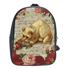 Vintage Kitten  School Bags(large)  by Valentinaart