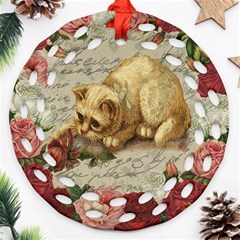 Vintage Kitten  Ornament (round Filigree) by Valentinaart