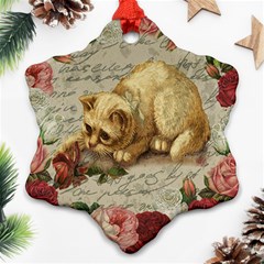 Vintage Kitten  Snowflake Ornament (two Sides) by Valentinaart