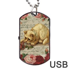 Vintage Kitten  Dog Tag Usb Flash (one Side) by Valentinaart