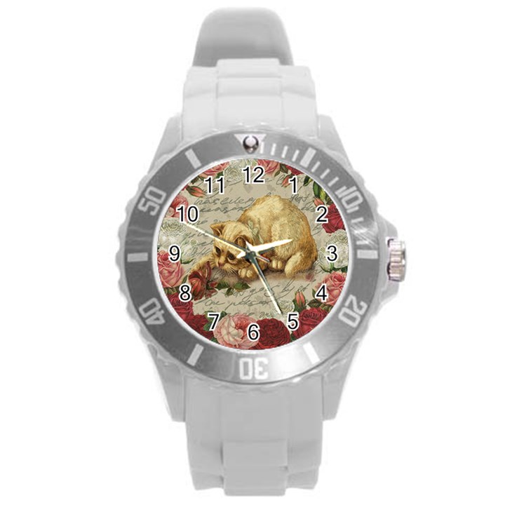 Vintage kitten  Round Plastic Sport Watch (L)