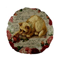 Vintage Kitten  Standard 15  Premium Round Cushions by Valentinaart