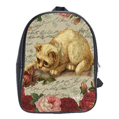 Vintage Kitten  School Bags (xl)  by Valentinaart