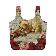 Vintage Kitten  Full Print Recycle Bags (m)  by Valentinaart