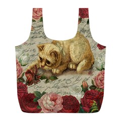 Vintage Kitten  Full Print Recycle Bags (l)  by Valentinaart