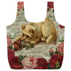 Vintage Kitten  Full Print Recycle Bags (l)  by Valentinaart