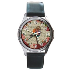 Vintage Bird Round Metal Watch