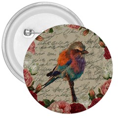 Vintage Bird 3  Buttons by Valentinaart