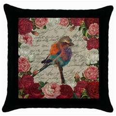 Vintage Bird Throw Pillow Case (black) by Valentinaart