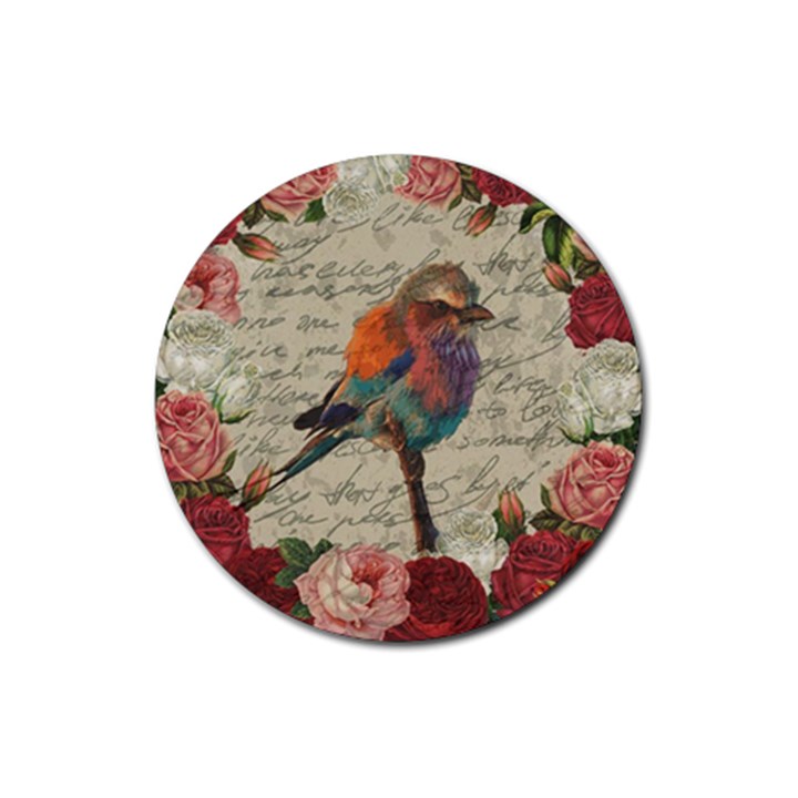 Vintage bird Rubber Coaster (Round) 