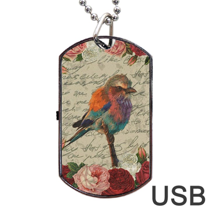 Vintage bird Dog Tag USB Flash (One Side)