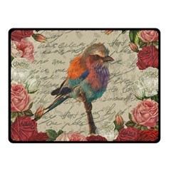 Vintage Bird Double Sided Fleece Blanket (small)  by Valentinaart