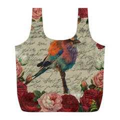 Vintage Bird Full Print Recycle Bags (l)  by Valentinaart