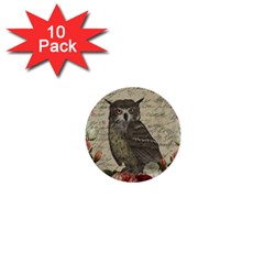 Vintage Owl 1  Mini Buttons (10 Pack)  by Valentinaart