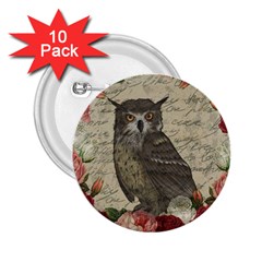 Vintage Owl 2 25  Buttons (10 Pack)  by Valentinaart