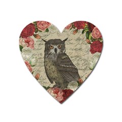 Vintage Owl Heart Magnet by Valentinaart