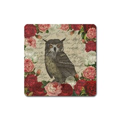 Vintage Owl Square Magnet by Valentinaart