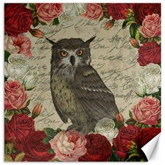 Vintage Owl Canvas 12  X 12   by Valentinaart