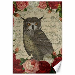 Vintage Owl Canvas 12  X 18   by Valentinaart