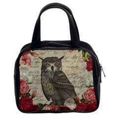 Vintage Owl Classic Handbags (2 Sides) by Valentinaart