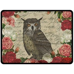 Vintage Owl Fleece Blanket (large) 