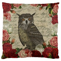 Vintage Owl Large Cushion Case (two Sides) by Valentinaart