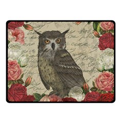 Vintage Owl Double Sided Fleece Blanket (small)  by Valentinaart