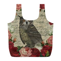 Vintage Owl Full Print Recycle Bags (l)  by Valentinaart