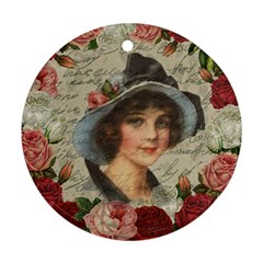 Vintage Girl Round Ornament (two Sides) by Valentinaart