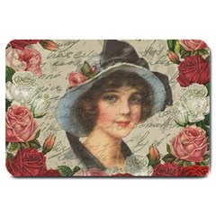 Vintage Girl Large Doormat  by Valentinaart