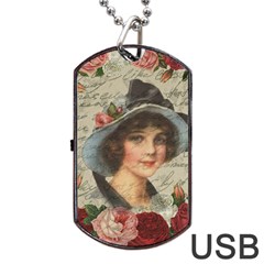 Vintage Girl Dog Tag Usb Flash (two Sides)