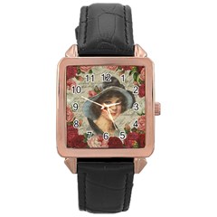 Vintage Girl Rose Gold Leather Watch  by Valentinaart