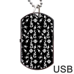 Seahorse Pattern Dog Tag Usb Flash (two Sides) by Valentinaart