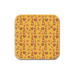 Seahorse Pattern Rubber Square Coaster (4 Pack)  by Valentinaart